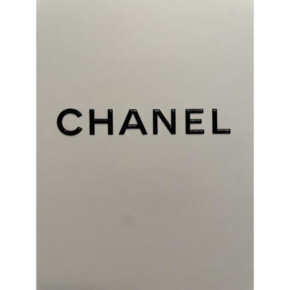Chanel Gift Box Storage Square 8.5” x 8.5” x 3.5” White Black Logo Cardboard - Picture 2 of 8